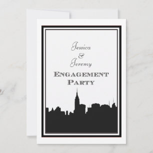 Convite Silhueta do horizonte de NYC #2 DIY Engajamento