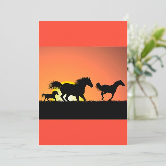 Convite Silhueta do pôr do sol de Cavalos Selvagens (Criador carregado)