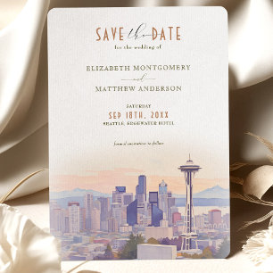 Convite Silhueta do Pôr do Sol em Seattle - Save-the-Date