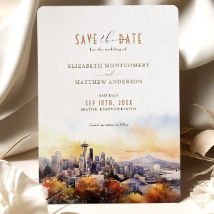Convite Silhueta do Pôr do Sol em Seattle - Save-the-Date