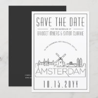 Silhueta Estilizada de Amsterdã para Save the Date