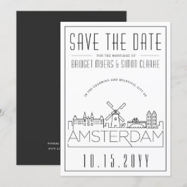 Convite Silhueta Estilizada de Amsterdã para Save the Date