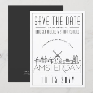 Convite Silhueta Estilizada de Amsterdã para Save the Date