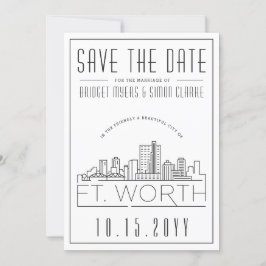 Convite Silhueta Estilizada de Fort Worth para Casamento S