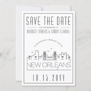 Convite Silhueta Estilizada de Nova Orleans para Casamento