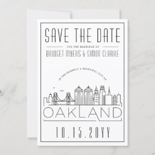 Convite Silhueta Estilizada de Oakland para Casamento Save