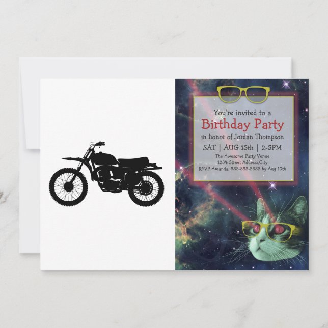 Convite Silhueta preta de bicicleta - Escolha a cor de fun (Frente)