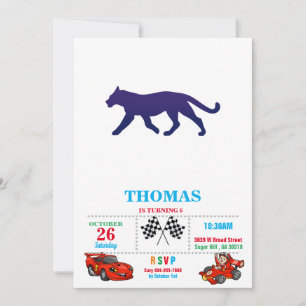 Convite Silhueta púrpura de pantera - Escolher cor de fun