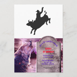 Convite Silhueta Rodeo Bull Ride