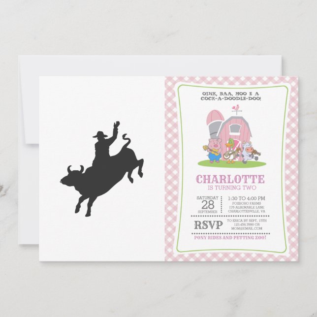 Convite Silhueta Rodeo Bull Ride (Frente)