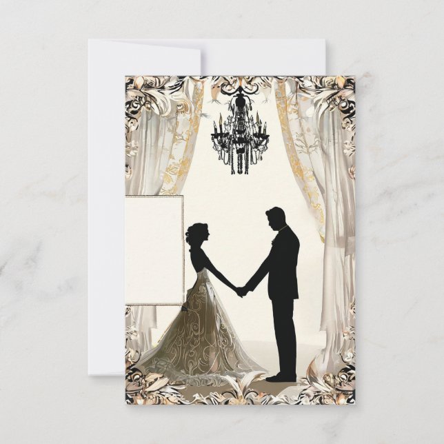 Convite Silhueta romântica de um casal (Frente)