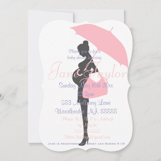 Convite Silhueta Rosa Curvy - Chamadas de Chuveiro (Frente)