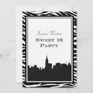 Convite Silhueta Skyline NYC #2 Zebra Sweet 16