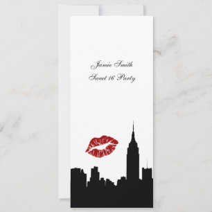 Convite Silhueta Skyline NYC, Kiss ESB #1 BW Sweet 16 VV