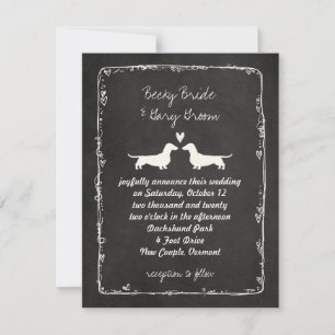 Convite Silhuetas de Dachshund Cachorros Wiener Casamento
