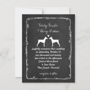 Convite Silhuetas de Pinscher Alemão Casamento Save the Da