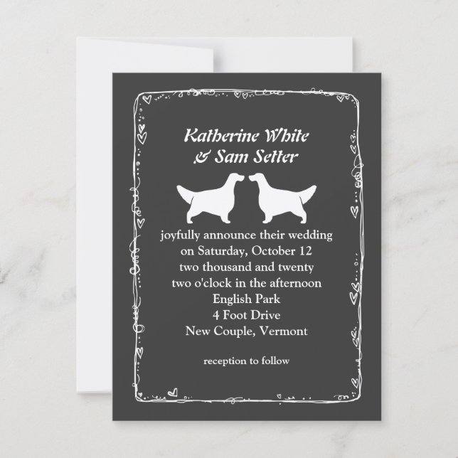 Convite Silhuetas de Setter Inglês Casamento (Frente)