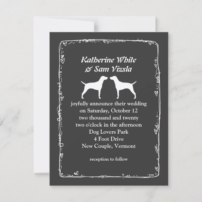 Convite Silhuetas de Vizsla Húngaro Casamento (Frente)