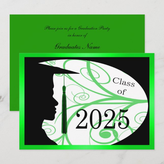 Convite Silhuette de Green & Black Man 2025 (Frente/Verso)