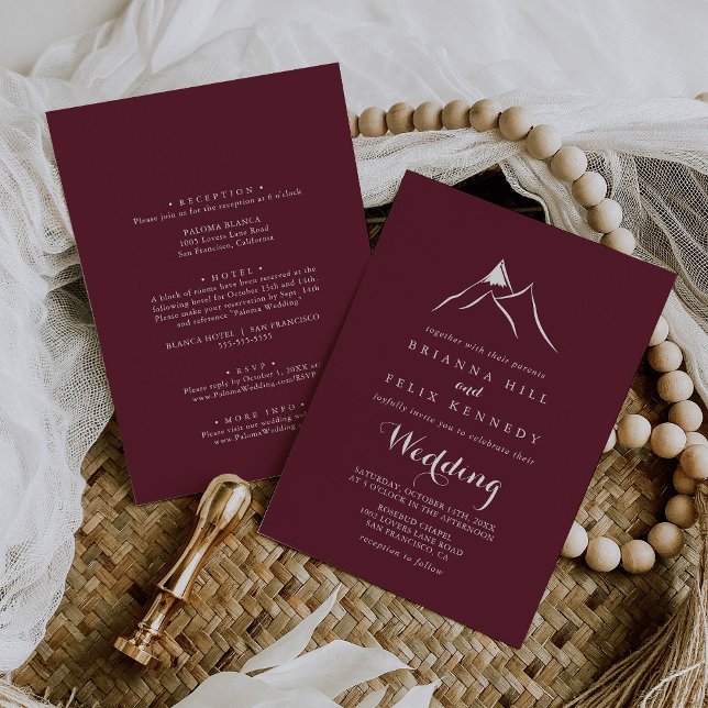 Convite Silhuette Mountain Front & Back Casamento da Burgu (Criador carregado)