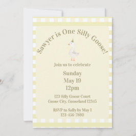 Convite Silly Goose 1st Birthday Invitation (Pale Yellow)