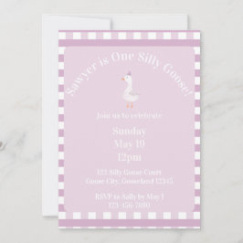 Convite Silly Goose 1st Birthday Invitation (Pink)