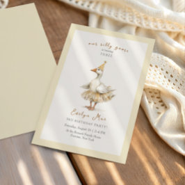 Convite Silly Goose 3rd Birthday Yellow Watercolor