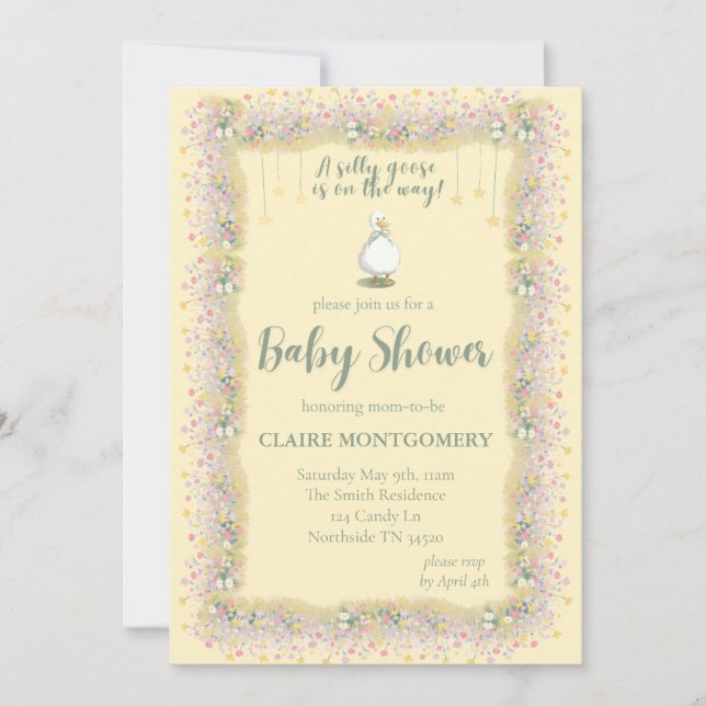 Convite Silly Goose Baby Shower Invitation  (Frente)