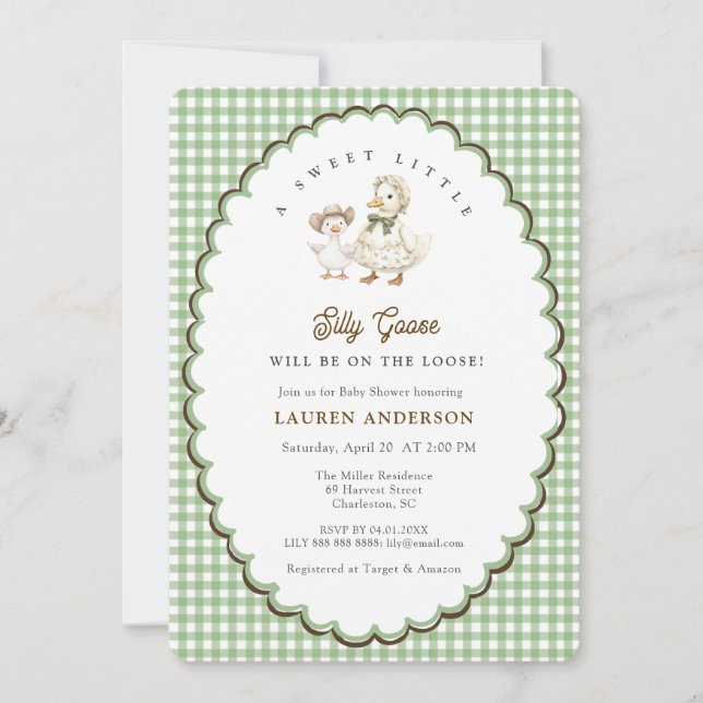 Convite Silly Goose Gender neutral Baby shower (Frente)
