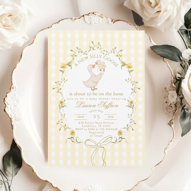 Convite Silly Goose Gender neutral Yellow Baby Shower (Criador carregado)