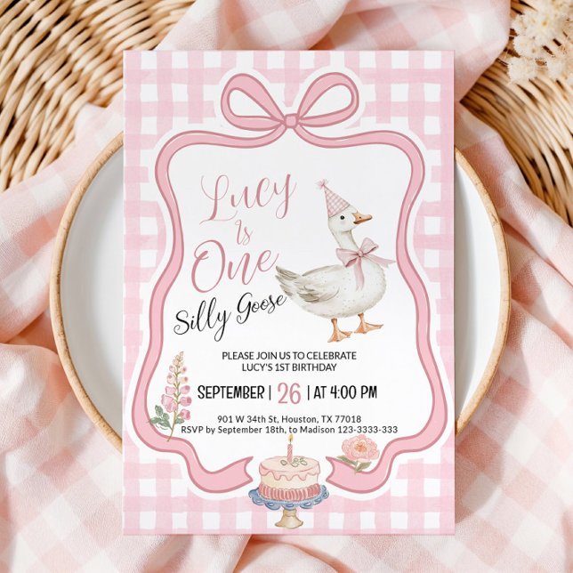 Convite Silly Goose Girl 1st Birthday Invitation (Criador carregado)