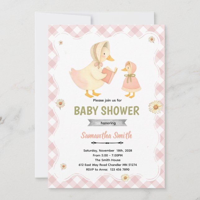 Convite Silly Goose girl Baby Shower Invitation (Frente)