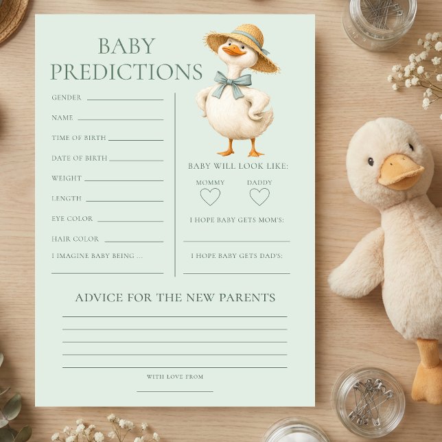 Convite Silly Goose Predictions Baby Shower Game Card (Criador carregado)