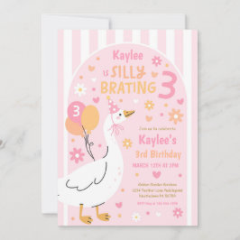 Convite Silly Goose Silly-Brating Three Birthday Party 