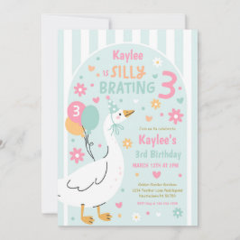 Convite Silly Goose Silly-Brating Three Birthday Party 