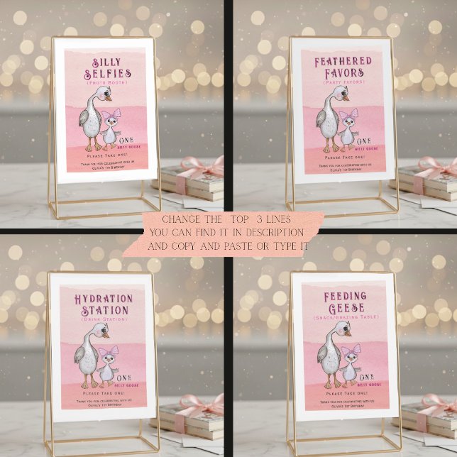 Convite Silly Goose Universal Party Sign Template | Edit (Universal Sign Template -with 4 Suggestions- change top 3 lines)