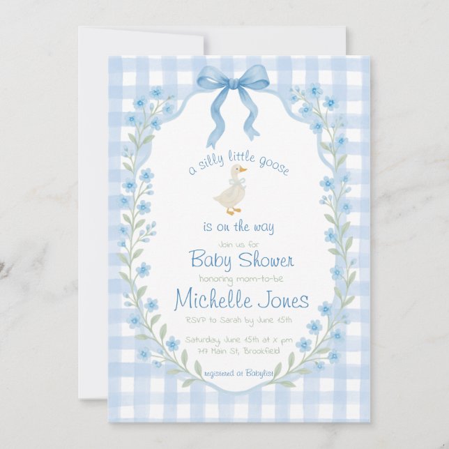 Convite Silly Little Goose Baby Shower  (Frente)