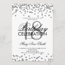 Silver 18º Aniversário Glitter Confetti White