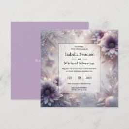 Convite Silver and Soft Amethyst Winter Blooms Wedding