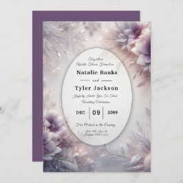 Convite Silver and Soft Amethyst Winter Blooms Wedding