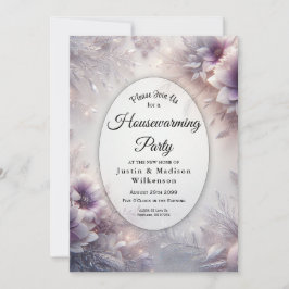 Convite Silver and Soft Amethyst Winter Housewarming Party