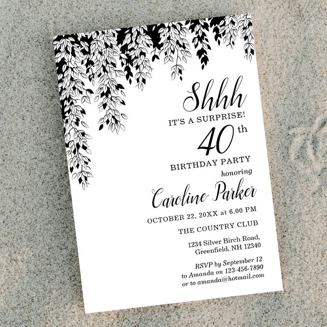 Convite Silver Birch 40th Anniversary Surprise Birthday  (Criador carregado)