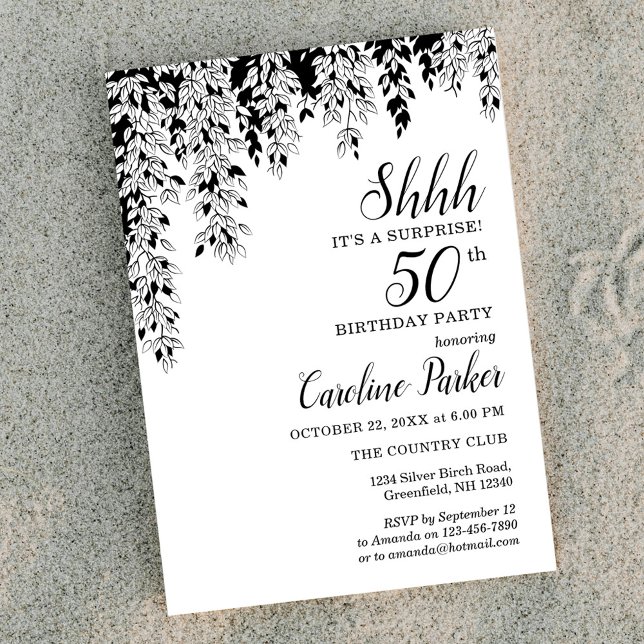 Convite Silver Birch 50th Anniversary Surprise Birthday  (Criador carregado)