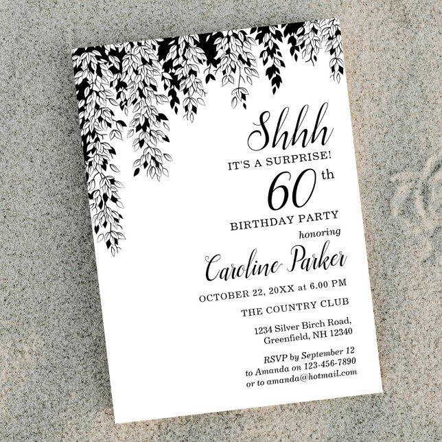 Convite Silver Birch 60th Anniversary Surprise Birthday  (Criador carregado)