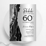 Convite Silver Black Agate Surpresa 60º Aniversário<br><div class="desc">Preto e prata agam surpresa no 60º convite de aniversário. Elegante design moderno, com fundo de geode de mármore agado, fonte faux glitter prata e script de tipografia. Trendy convida o cartão perfeito para uma comemoração de dia das mulheres na moda. Impressos convites Zazzle ou modelo de impressão digital instantânea...</div>