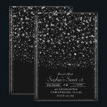 Convite Silver & Black Confetti Splatter Sweet 16 Party<br><div class="desc">Personalizar para o seu evento!</div>