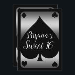 Convite Silver & Black Spade Glam Casino Sweet 16 Party<br><div class="desc">Personalizar para qualquer evento</div>