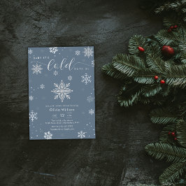 Convite Silver Blue Magical Winter Snowflake Baby Shower 