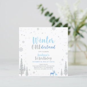 Convite Silver & Blue Winter Onederland 1rua Primeiro Aniv
