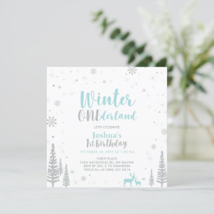Convite Silver & Blue Winter Onederland 1rua Primeiro Aniv